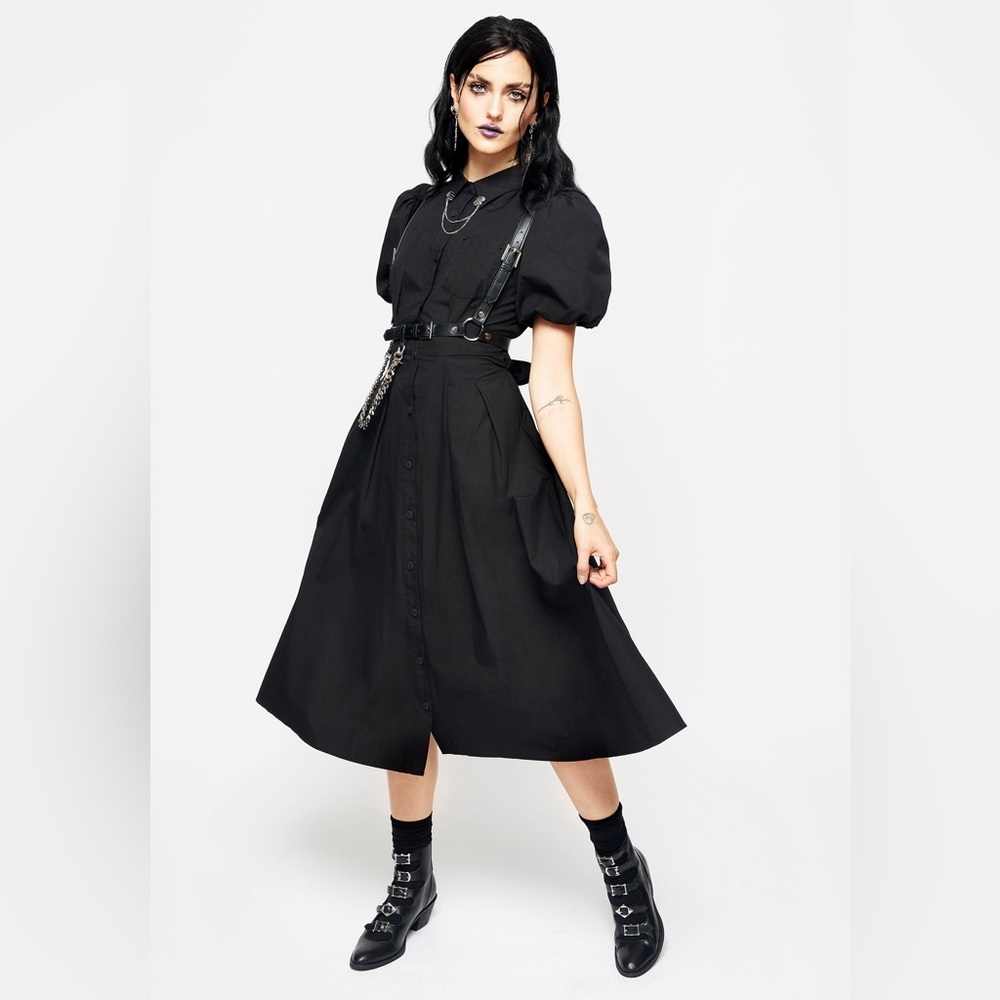 Disturbia sold out skeleton work dress sz 16 USA goth witchy coven 2xl ak47 gun - Picture 12 of 13
